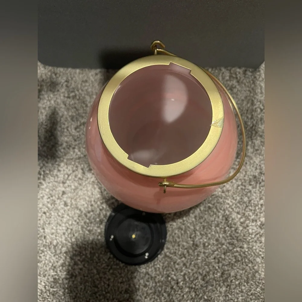 Solar Glass Ball Outdoor Lantern with Gold Handle- Pink
